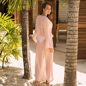 2026 2020 new Beach sunscreen loose long sleeve floral print <strong>maxi</strong> dresses sexy ladies <strong>cardigan</strong> - Product Image 5