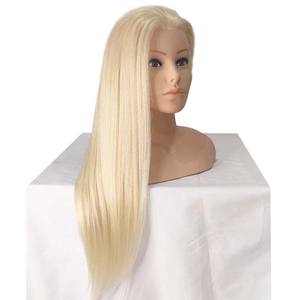 Tête de mannequin en cheveux blonds de 18 pouces, tête d'entraînement professionnelle, pratique pour la <span class=keywords><strong>coiffure</strong></span>, mannequin de <span class=keywords><strong>coiffure</strong></span> <span class=keywords><strong>avec</strong></span> de vrais cheveux humains - Product Image 3