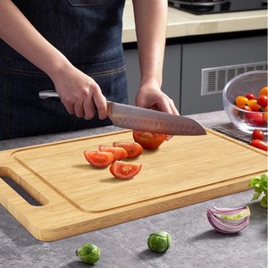 เขียงไม้ไผ่สแตนเลสทรงสี่เหลี่ยมผืนผ้าสองด้านสำหรับใช้ในครัว - Product Image 2