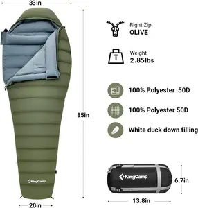 WOQI Good Quality 4 Season Filling 1000g Down Waterproof Sleeping Bag Backpacking Light Weight Warm Cotton Compression Sleeping