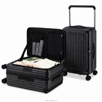 Valise de voyage rigide en polycarbonate avec poignée télescopique large, personnalisable OEM/ODM, conception sur mesure, pour le marché mondial, avec serrure TSA