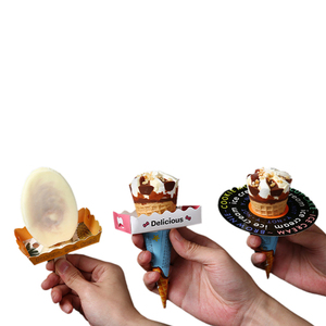 Bandeja de aperitivos impermeable personalizado impreso contenedor creativo caja de helado congelado bandeja de papel de paleta caja de embalaje sin pegamento - Product Image 1