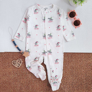 Ropa de Recién Nacido 100% Algodón, Mameluco de Manga Larga con Pies Cubiertos, <span class=keywords><strong>Pijama</strong></span> para Bebé - Product Image 6