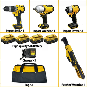 20V Electric Tool Kit 4pcs Ratchet <b>Drill</b> High Quality Power Tools with 4pcs 5Ah Lithium-ion <b>Battery</b> Charger Tool Kit - Product Image 2