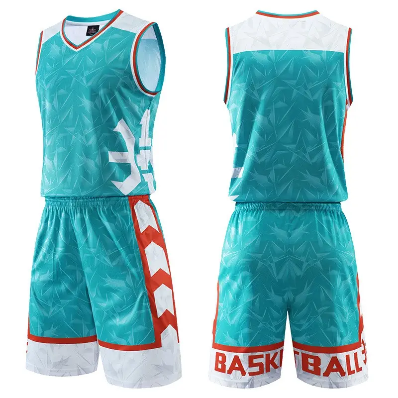 Jersey Team Reversible Blue And Orange Vintage Basketball Uniform