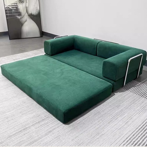 Minimalist Fabric Sofa <b>Bed</b> Three Seat Cushion Back <b>Padded</b> Arms Metal Legs Living Room Furniture - Product Image 4