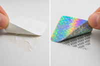 Étiquette de sécurité anti-contrefaçon holographique VOID personnalisée, imperméable, en PET, autocollante, pour l'emballage