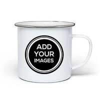 Tasse en émail en métal imprimé Tasse à café en émail en étain vintage Tasse à thé en émail à impression personnalisée à bord roulé