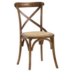 Silla de Comedor Moderna de Madera Maciza con Respaldo Cruzado, Apilable y Portátil para el Hogar, Bodas en Granjas/Vinaterías y Servicios de Catering - Product Image 1