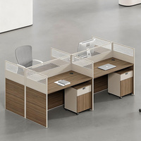 Nouveau bureau de travail moderne pour deux personnes 2026, en bois massif, avec panneaux de séparation écologiques et classeur mobile certifié E0