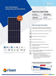 Panel Solar Monocristalino Risen RSM144-9-540M-560M de 144 Celdas, Módulo PERC de 540W 545W 550W 555W 560W - Product Image 3
