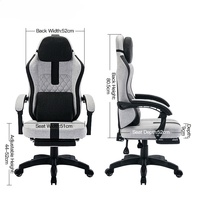 Silla de Juego Ergonómica con Reposapiés, Piel Sintética, Giratoria, Reclinable y con Reposabrazos Extensibles, Base de Acero para Oficina en Casa
