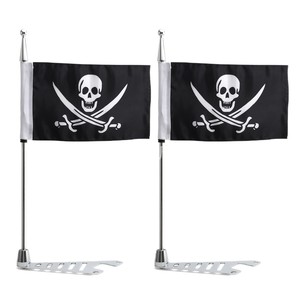 Juego de Asta de Bandera para Motocicleta MS, Bandera Pirata Negra con Diseño de Calavera y Espadas para Decoración de Motocicletas - Product Image 1
