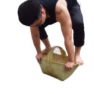 Bamboo Woven <b>Basket</b> Rectangle Kitchen <b>Storage</b> Handheld Fruit Vegetable <b>Basket</b> Eco Friendly Natural Material - Product Image 3