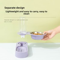 Ensemble de gamelles pliables en acier inoxydable et plastique pour chat et chien, distributeur automatique rotatif double, abreuvoir portable multifonctionnel, fournitures pour animaux de compagnie d'intérieur