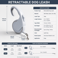 Laisse rétractable pour chiens et chats de Chine, 3m 5m, laisse réglable pour animaux de compagnie avec poignée en ABS durable