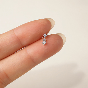 Pendientes de Plata S925 con Borla de Mariposa, Gota de Pera y Moissanita, Diseño Minimalista, 16G 6mm - Product Image 4