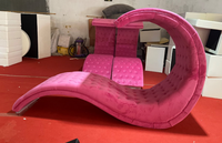 Fauteuil d'appoint en forme de S Sinofur, couleur rose, canapé pour club