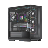 Casing PC Gaming EATX/ATX/MATX kualitas tinggi desain pemandangan laut dengan kaca Tempered OEM USB3.0 kabinet menara menengah desain gantung unik