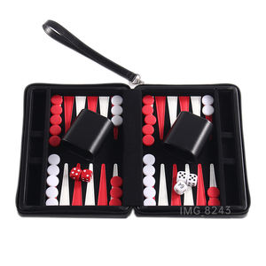 Similicuir 9 pouces Travel Size Board Backgammon Mini <span class=keywords><strong>jeu</strong></span> avec sangle de transport - Product Image 4