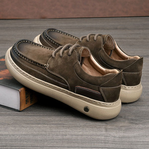 Chaussures bateau en cuir pour hommes, bout rond, lacets, semelle antidérapante en caoutchouc, semelle intermédiaire en EVA, chaussures décontractées toutes saisons - Product Image 2