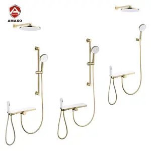 Aida Robinet de douche en nickel brossé multi-spécifications Ensemble de douche avec pommeau de douche fixé avec panneau Ensemble de douche de pluie - Product Image 2