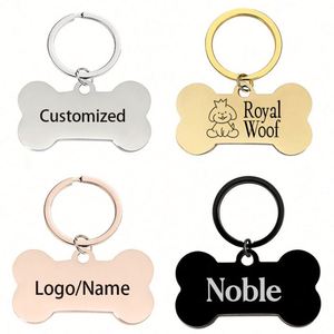 Carved <b>Dog</b> <b>Tag</b> Stainless Steel Paw Print Pet Pendant With Laser Logo Blank Material Engraved Keychain From Factory - Product Image 1