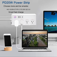 Multiprise intelligente LangYeao PD20W US WiFi ZIGBEE Matter, 4 prises CA à contrôle indépendant, 2 ports USB, 2 ports Type-C, compatible avec Home Assistant Alexa