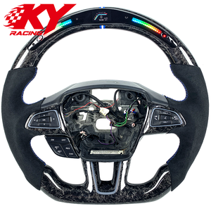 Volant sport en fibre de carbone forgée sur mesure avec LED et revêtement en suède, compatible avec Ford Focus MK2 MK3 MK4 ST RS ST-Line - Product Image 1