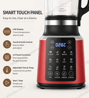 Machine à lait de soja portable intelligente à écran tactile numérique 1,75 L 33000 tr/min 800 W, mixeur chauffant avec 8 lames en acier inoxydable et tasse en verre