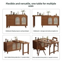 Table à manger pliante extensible en bois massif, murale, avec rangement, multifonctionnelle, style chinois, rectangulaire, mobilier de maison 4