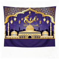 Bannière Ramadan Moubarak, lune et étoile, Eid Moubarak, tapisserie murale musulmane Kareem pour décorations intérieures