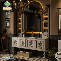 OEM 2025 Juerte doré bois massif moderne chambre à coucher salle de bain ensemble de vanité Table à manger bureau cuivre panneau d'armoire miroir évier robinet