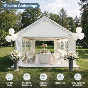 13'x26' Carport Car <b>Canopy</b> Party <b>Tent</b> with Removable Sidewalls, Outdoor Gazebo with 2 Ground Tubes, for Parties Wedding BBQ - Product Image 2
