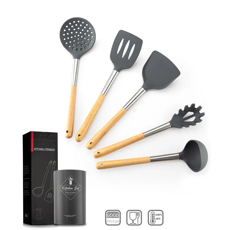 Shangrong conjunto de utensílios de cozinha, kit de acampamento com 5 peças de aço inoxidável oem/mm