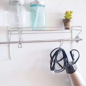 Stainless steel bathroom hanging <b>rod</b> storage rack, no drilling required, expandable storage rack for <b>shower</b> gel and towels, - Product Image 4