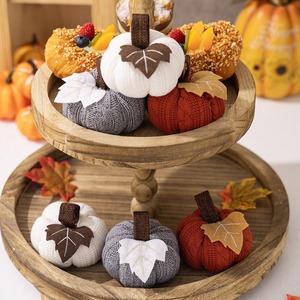 Citrouilles décoratives en crochet pour la réception de l'automne, style rustique, pour centre de table de Thanksgiving, récolte, Halloween, décoration de cuisine - Product Image 3