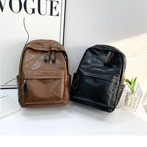 Soft Leather <b>Backpack</b> Dark <b>Brown</b> 16 Inch Laptop Compartment Casual Travel College Student Unisex <b>Backpack</b> - Product Image 2