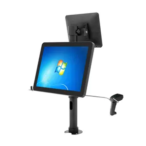 Dual screen rotation stand adjustable pos double monitor mount stand for supermarket chains