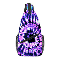 Sac bandoulière vintage rétro années 70 avec imprimé signe de la paix, sac de poitrine psychédélique pour festival, fermeture éclair, portable, durable, en polyester