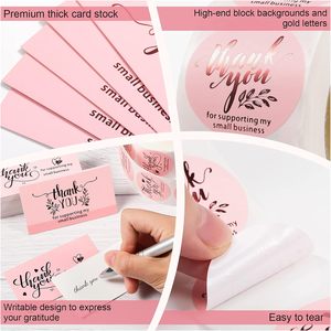 Set di Adesivi e Biglietti di Ringraziamento in Lamina Oro Rosa, Decorazione per Imballaggi E-Commerce - Product Image 4