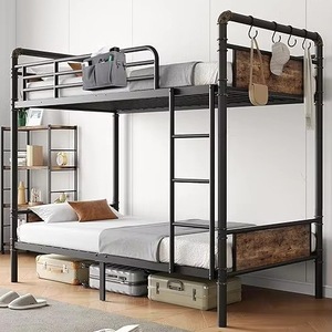 Custom-made wrought iron bunk <b>beds</b> for home use, hotels, apartments, and bedrooms, featuring <b>storage</b> cabinets and drawers, - Product Image 3