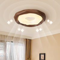 Lampu Plafon Retro Mewah Kreatif Gaya Prancis Pelindung Mata Warna Kayu Walnut Peredupan Tiga Warna