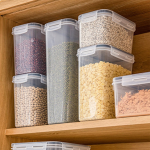 Bocaux de conservation hermétiques en plastique pour céréales et aliments secs, transparents, anti-humidité, forme rectangulaire avec couvercle - Product Image 2
