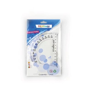 School Stationery Different High Quality Clear Plastic <strong>Ruler</strong> 180 Degree 10cm <strong>Protractor</strong> 4inch 4&quot; for Drawing - Product Image 1