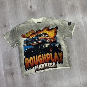 Camiseta de Manga Corta para Hombre RoughPlay Madness, 100% Algodón, Impresión Digital, Estilo Americano Vintage, Verano - Product Image 1