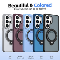 Funda Magnética Antigolpes para Teléfono, con Acabado Mate, TPU y PC, con Protección de 360 Grados °   Anillo Giratorio con Botón Inteligente para Samsung Galaxy S26 Ultra