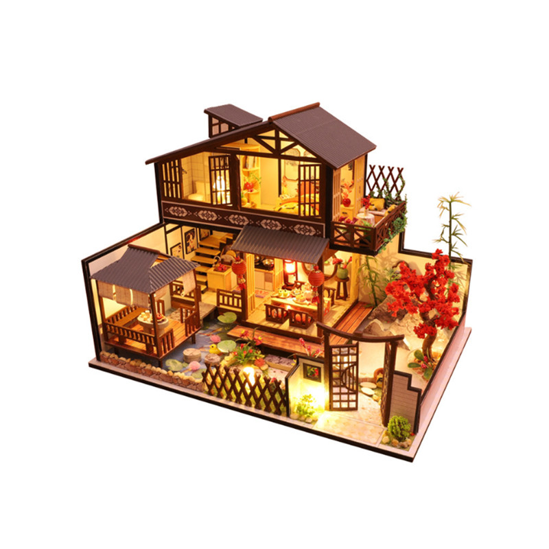 Diy Doll House Furniture Diy Case Miniature Wooden Miniatures Toys for Children Birthday Gifts Chinese Style