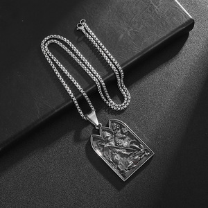 Juego de Collar con Colgante de Medallón de Caballero Templario, Escudo de Casco, Joyería Masónica Vintage de Acero Inoxidable de Alta Calidad para Hombre - Product Image 5