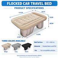Matelas pneumatique floqué pour voiture, pliable, lit de voyage pour siège arrière avec pompe électrique, 2 oreillers, repose-pieds séparé pour le camping